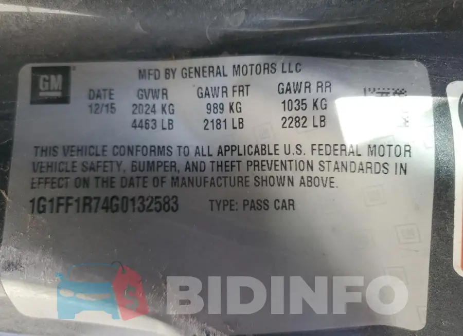 1G1FF1R74G0132583 Photo# 12