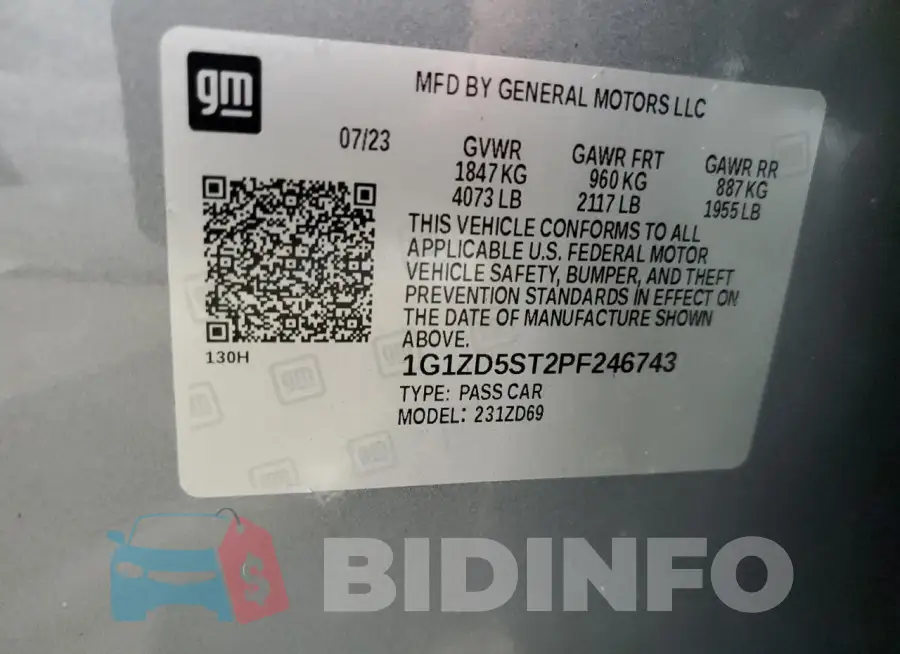 1G1ZD5ST2PF246743 Photo# 12