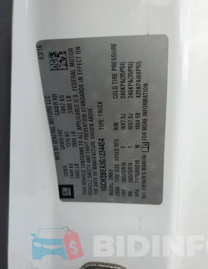 1GCHSBEA3G1234454 Photo# 12