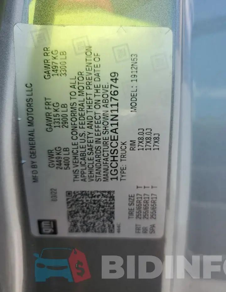 1GCHSCEA1N1176749 Photo# 12