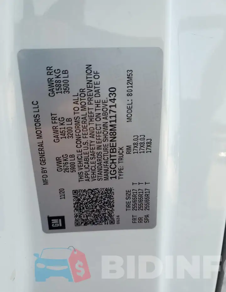 1GCHTBEN8M1171430 Photo# 12