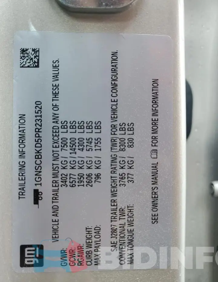 1GNSCBKD5PR231520 Photo# 13