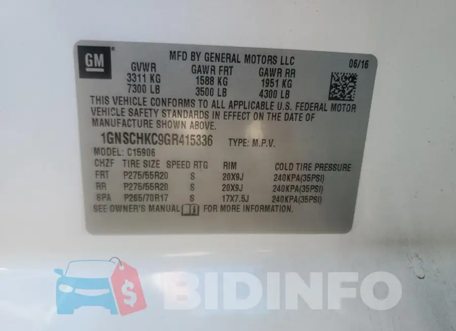 1GNSCHKC9GR415336 Photo# 13