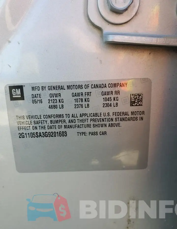 2G1105SA3G9201603 Photo# 13