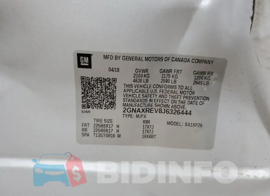 2GNAXREV8J6326444 Photo# 13
