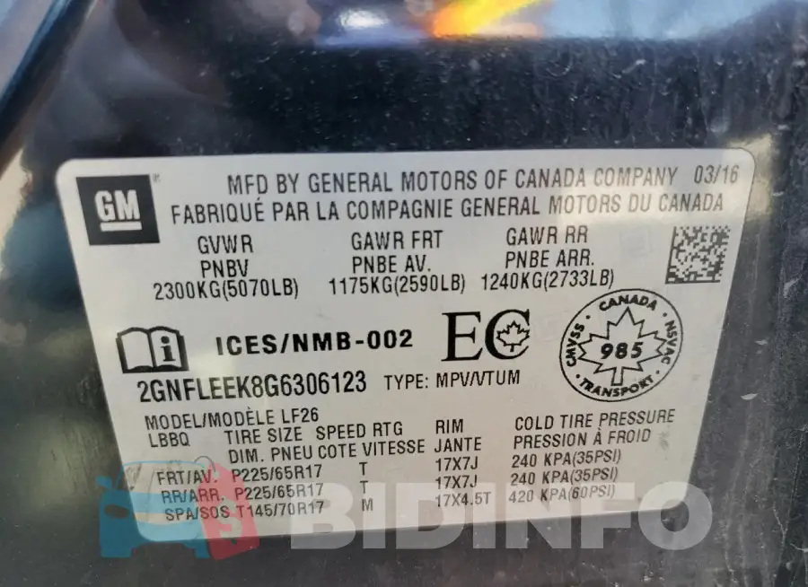 2GNFLEEK8G6306123 Photo# 13