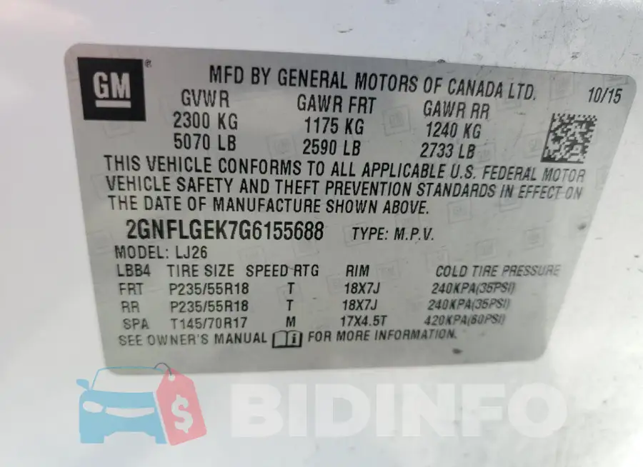 2GNFLGEK7G6155688 Photo# 12