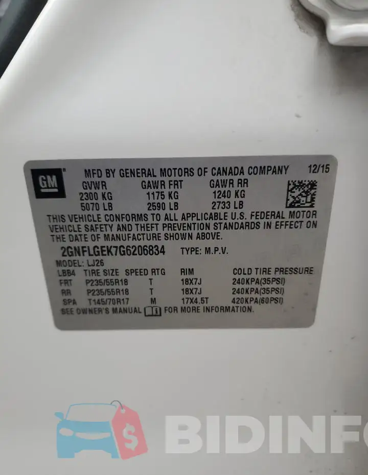 2GNFLGEK7G6206834 Photo# 14 2GNFLGEK7G6206834 Photo# 14