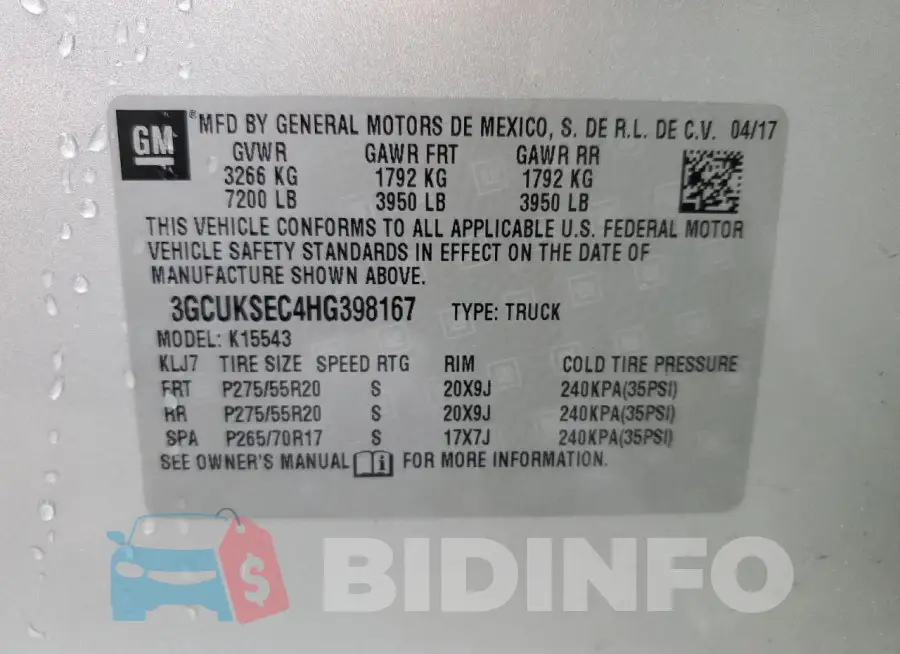 3GCUKSEC4HG398167 Photo# 12