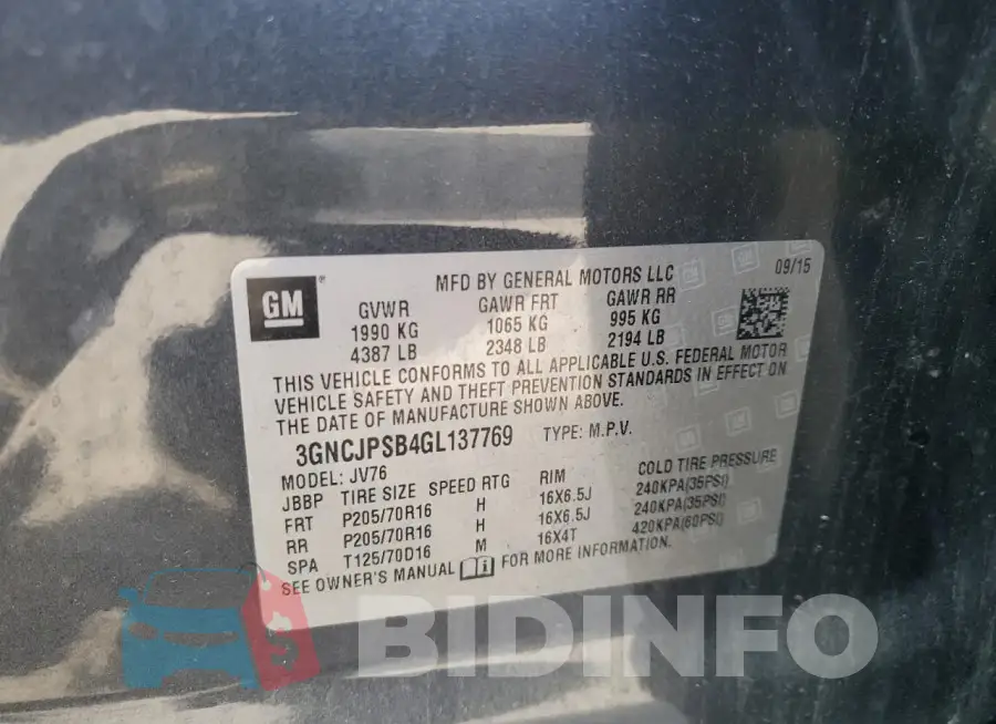 3GNCJPSB4GL137769 Photo# 13