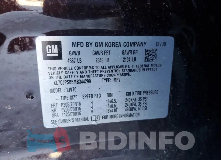 KL7CJPSB5MB344299 Photo# 13