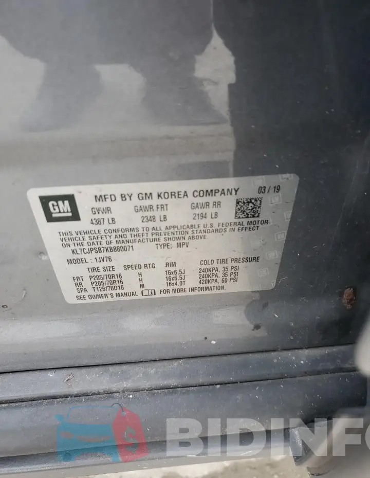 KL7CJPSB7KB880071 Photo# 13