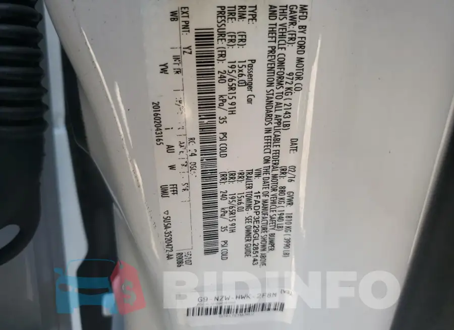 1FADP3E29GL285143 Photo# 12