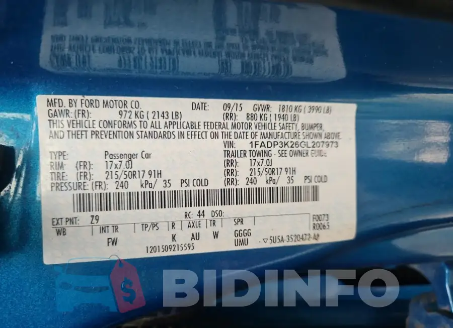 1FADP3K26GL207973 Photo# 10