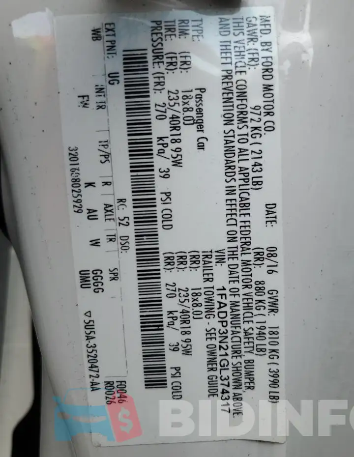 1FADP3N21GL374317 Photo# 14 1FADP3N21GL374317 Photo# 14