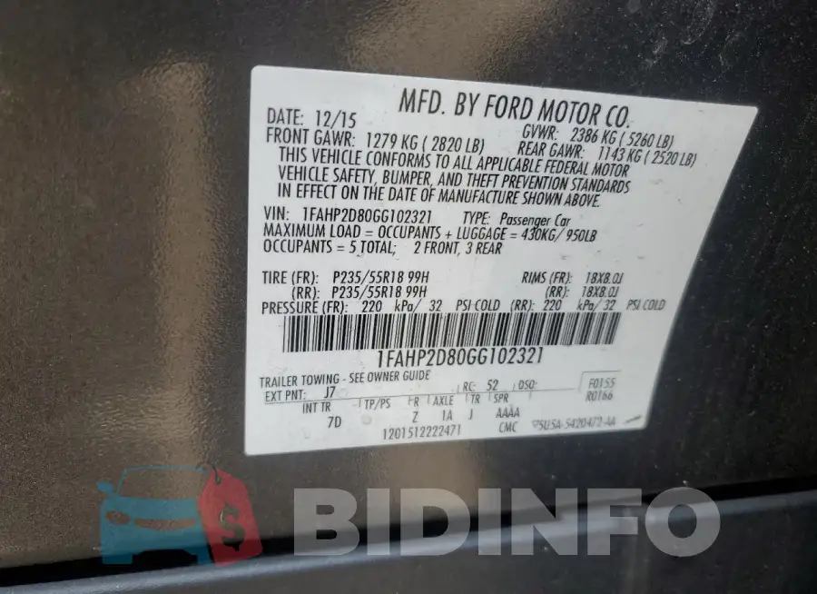 1FAHP2D80GG102321 Photo# 13