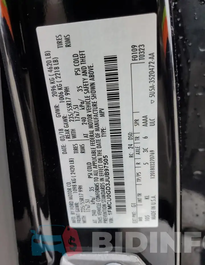 1FMCU0GD3JUB97505 Photo# 13