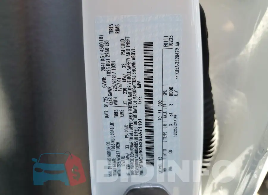 1FMCU9GN3SUA71191 Photo# 12
