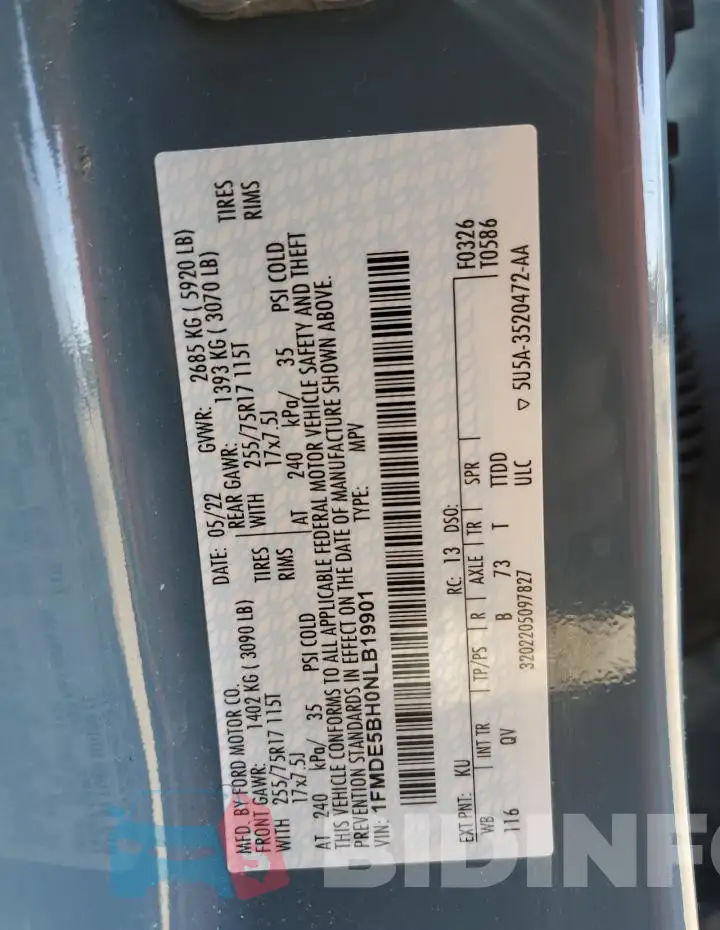 1FMDE5BH0NLB19901 Photo# 13