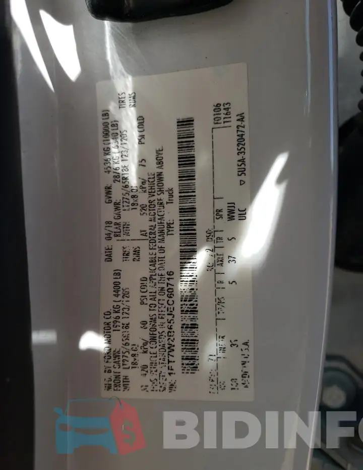 1FT7W2B65JEC60716 Photo# 12