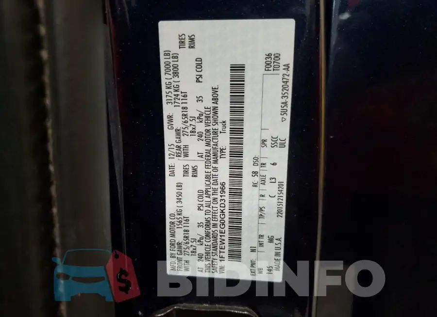 1FTEW1EG0GKD31966 Photo# 12