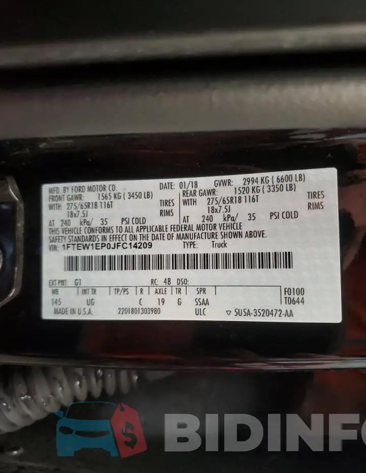 1FTEW1EP0JFC14209 Photo# 13