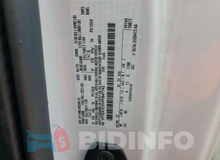 1FTEX1C51PFB47742 Photo# 12