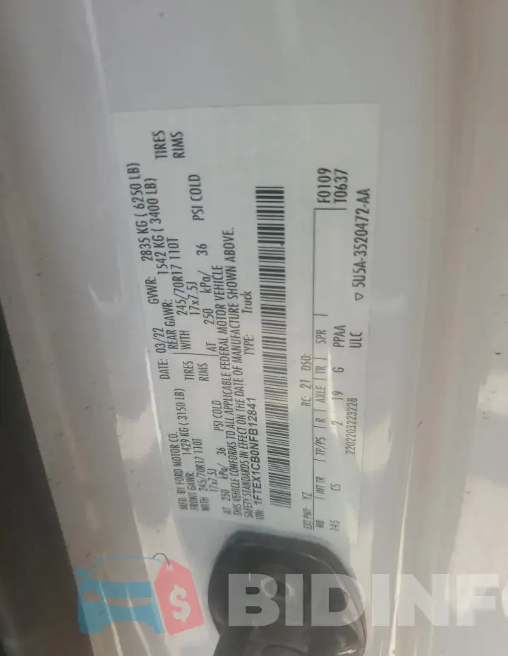 1FTEX1CB0NFB12841 Photo# 12