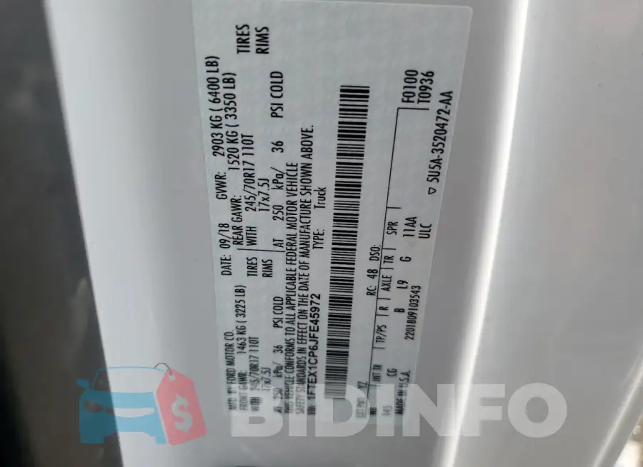 1FTEX1CP6JFE45972 Photo# 12