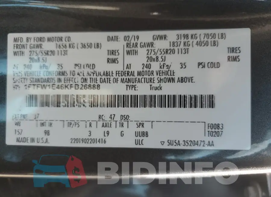 1FTFW1E46KFB26888 Photo# 12