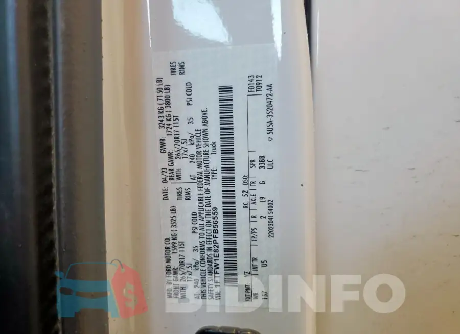 1FTFW1E82PFB56559 Photo# 13