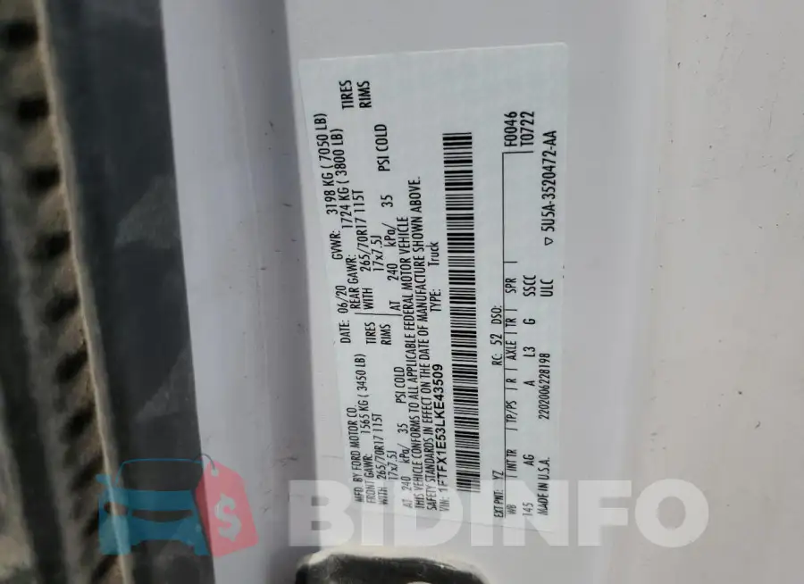 1FTFX1E53LKE43509 Photo# 12