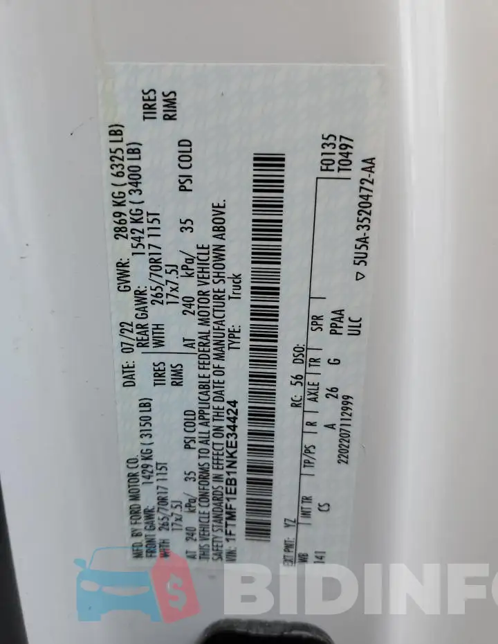 1FTMF1EB1NKE34424 Photo# 12
