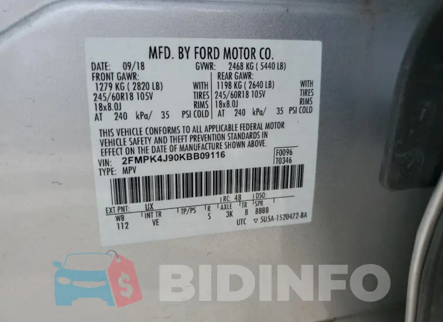 2FMPK4J90KBB09116 Photo# 12