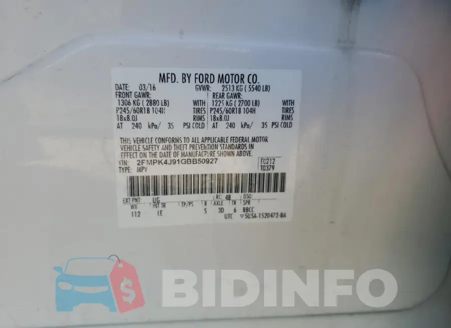 2FMPK4J91GBB50927 Photo# 13