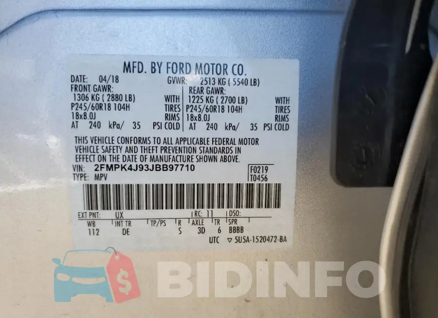 2FMPK4J93JBB97710 Photo# 14