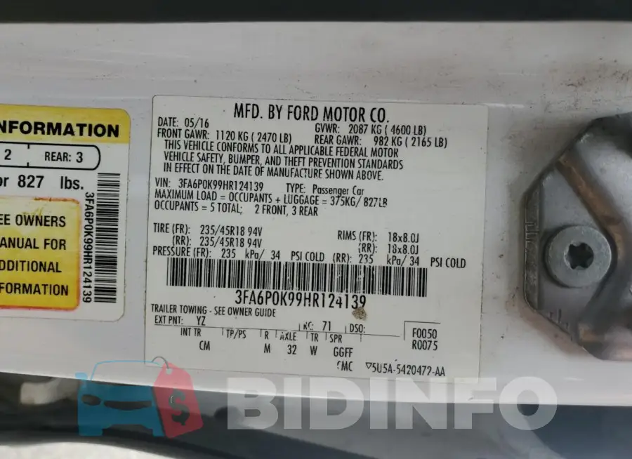 3FA6P0K99HR124139 Photo# 12