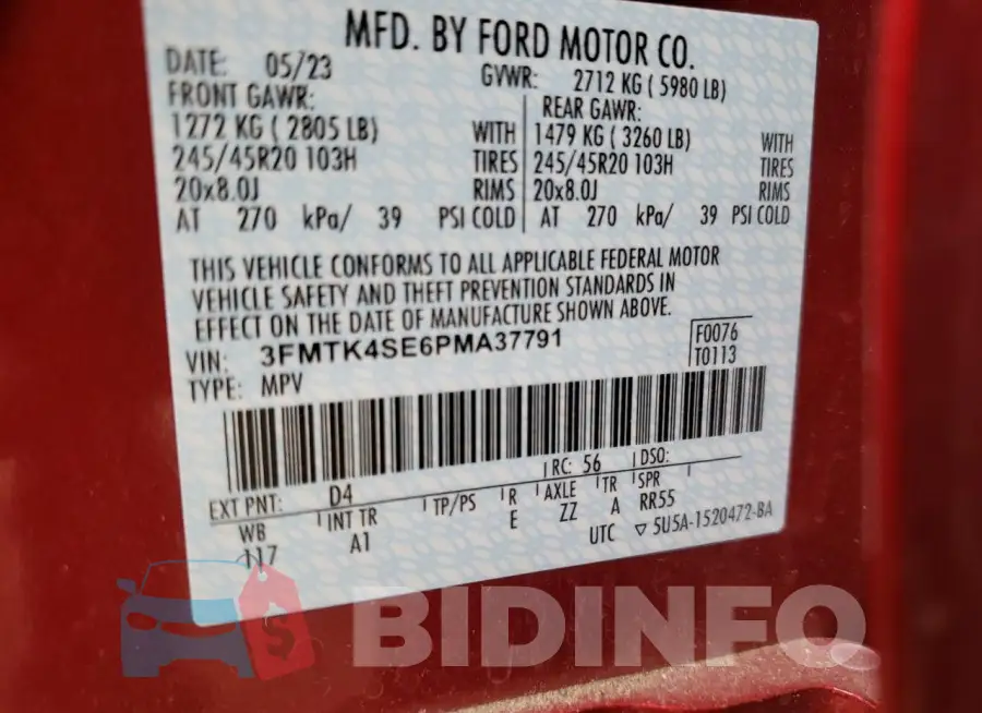 3FMTK4SE6PMA37791 Photo# 13