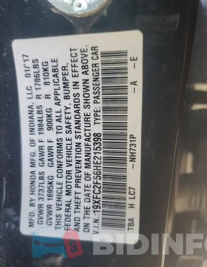 19XFC2F56HE215398 Photo# 13