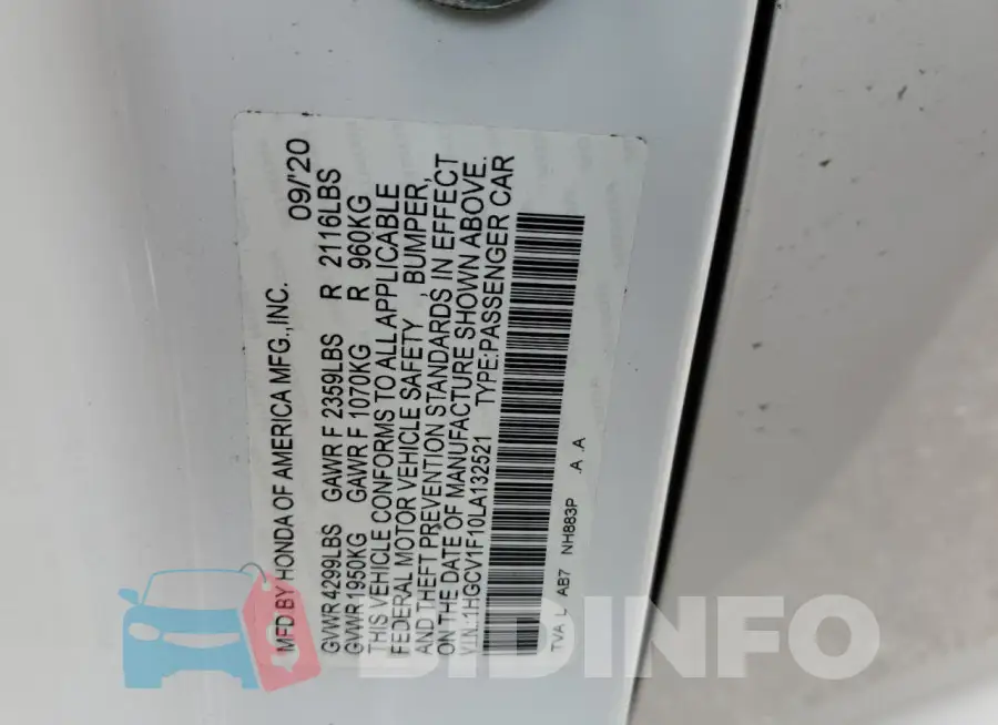 1HGCV1F10LA132521 Photo# 12