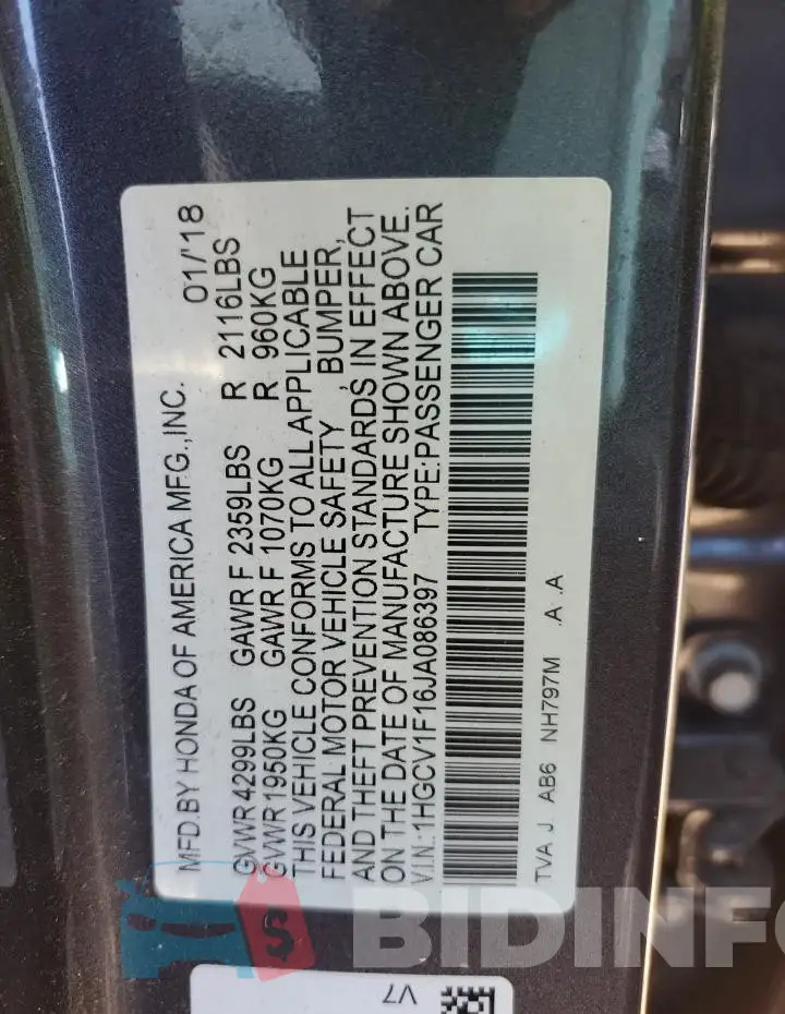 1HGCV1F16JA086397 Photo# 12