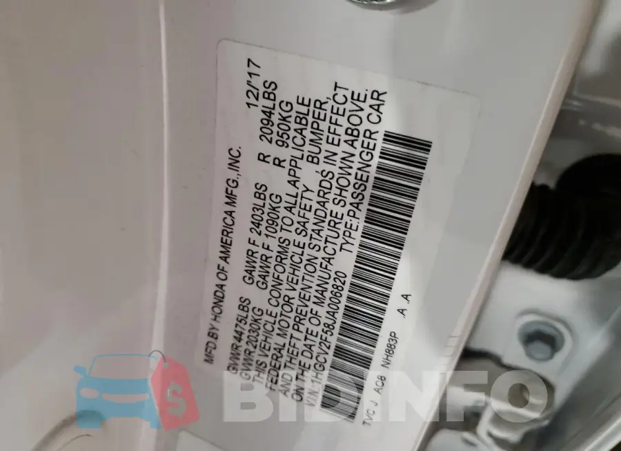 1HGCV2F58JA006820 Photo# 12