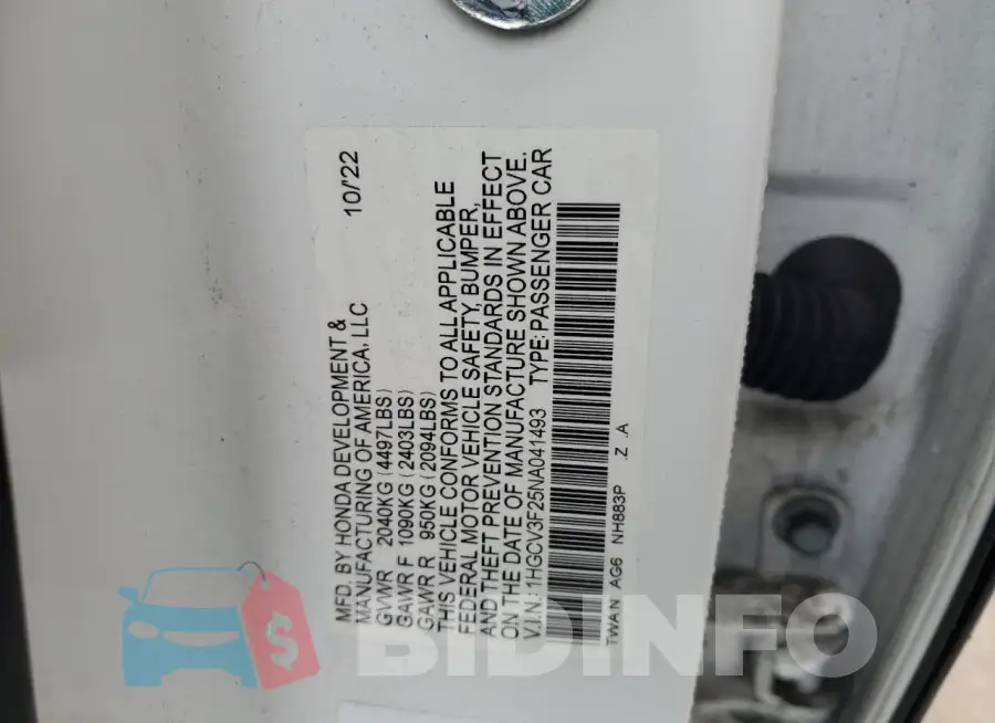 1HGCV3F25NA041493 Photo# 12