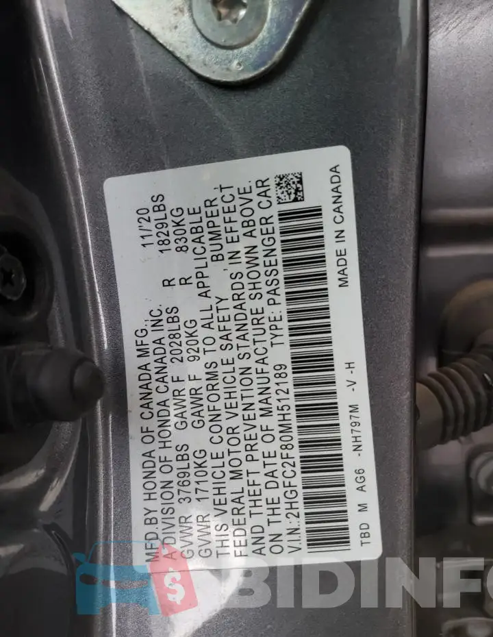 2HGFC2F80MH512189 Photo# 13