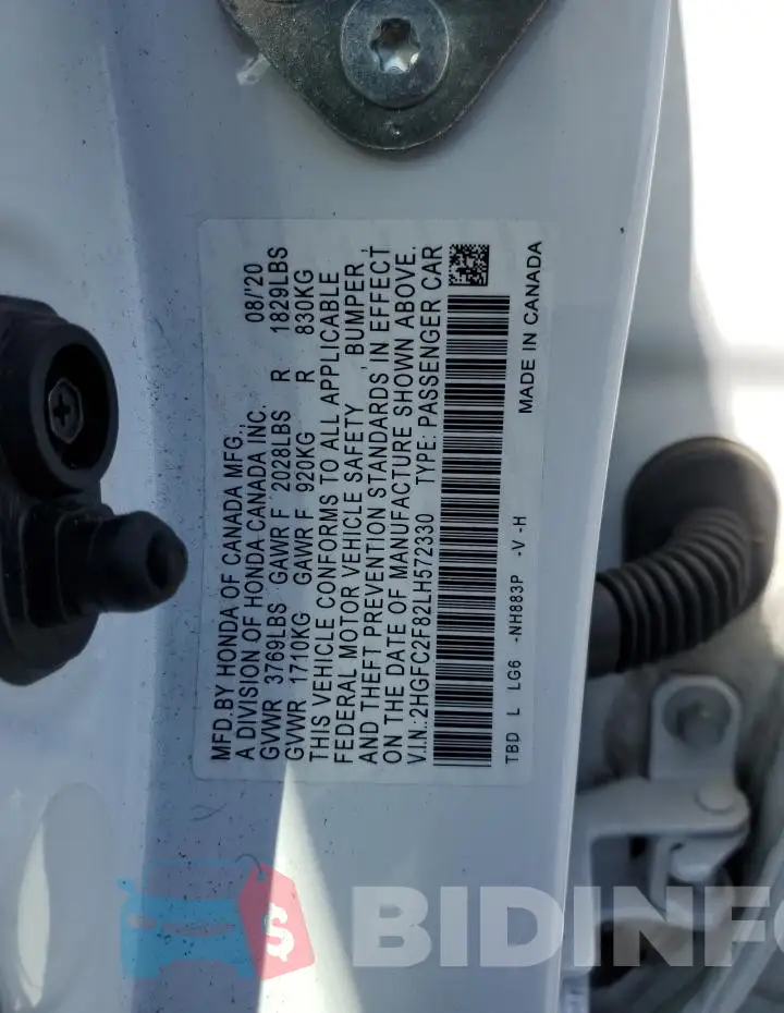 2HGFC2F82LH572330 Photo# 12