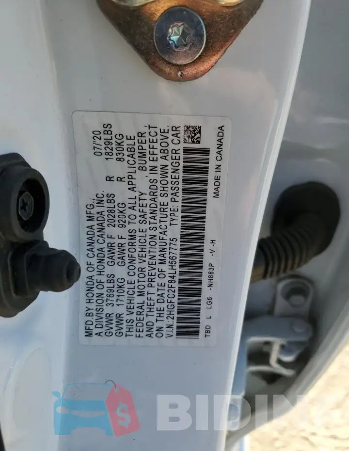 2HGFC2F84LH567775 Photo# 12
