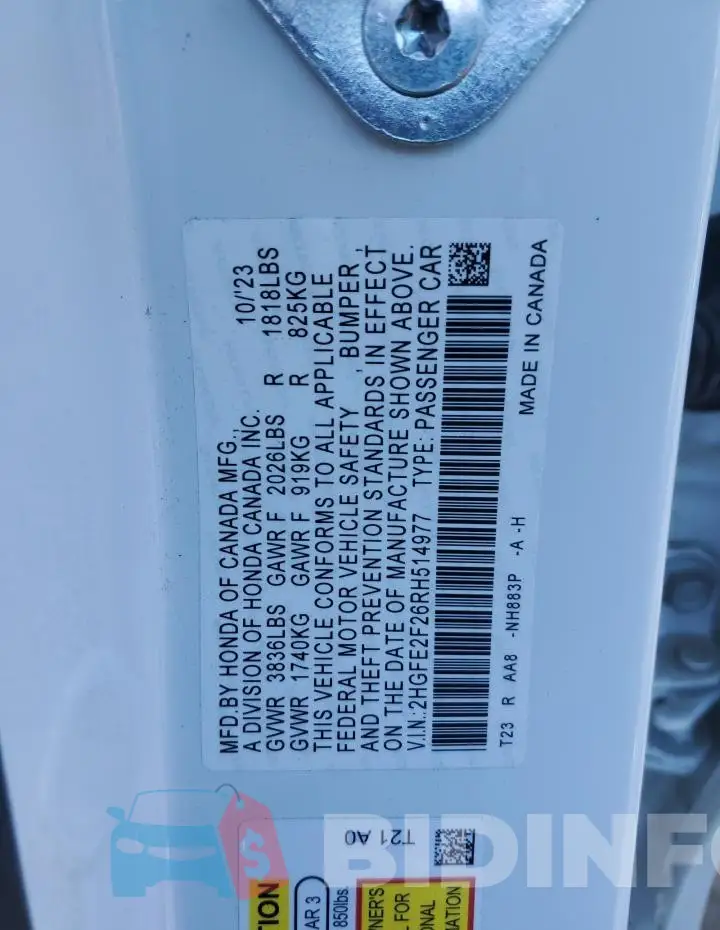 2HGFE2F26RH514977 Photo# 12