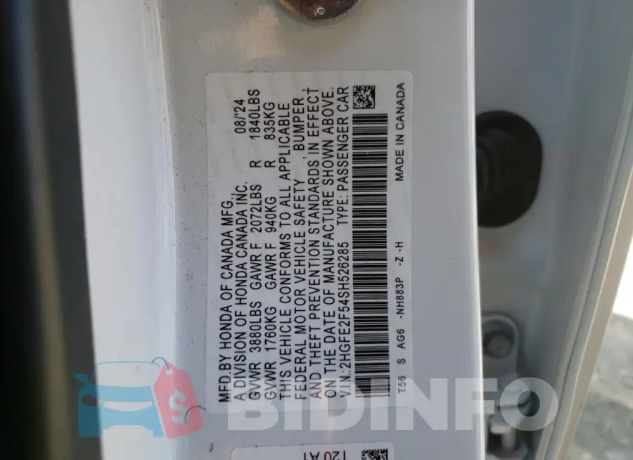 2HGFE2F54SH526285 Photo# 12
