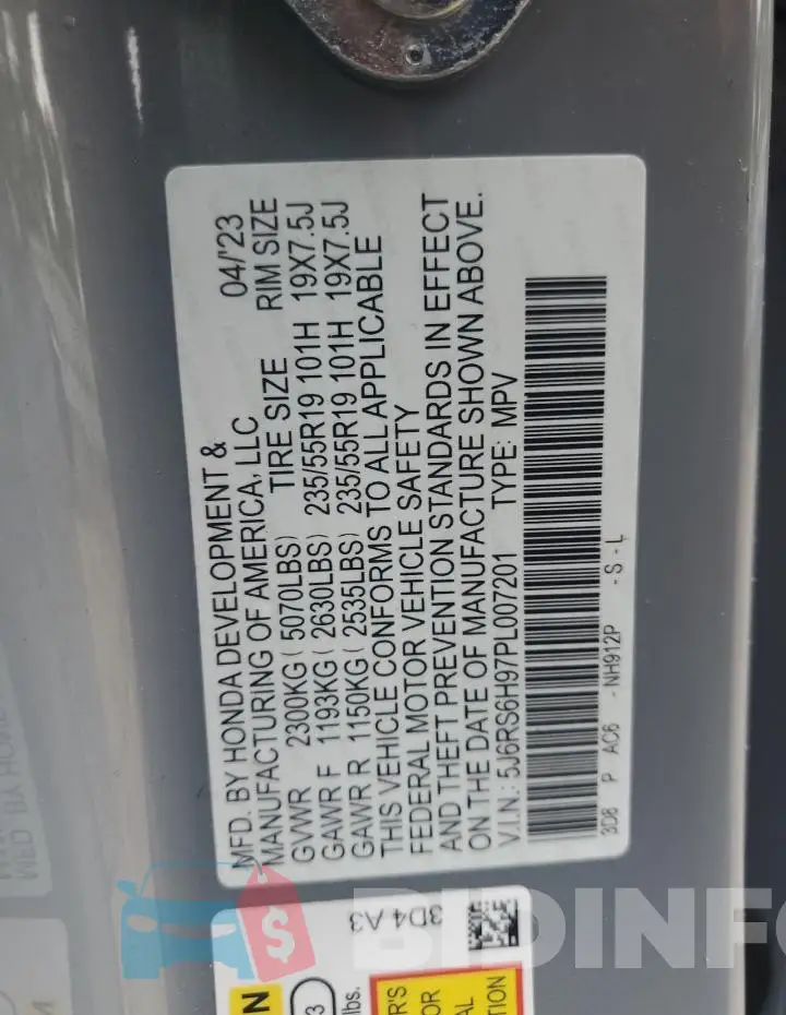 5J6RS6H97PL007201 Photo# 12