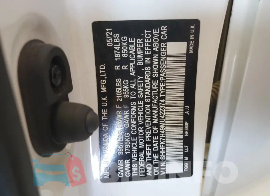 SHHFK7H49MU422374 Photo# 13
